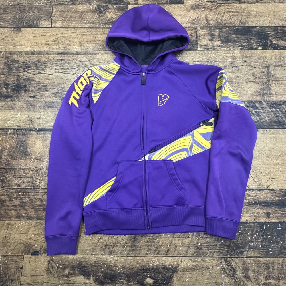 Thor Youth Zip Up Hoodie Purple Yellow‎ Graphic Long Sleeve Hooded Sweatshirt